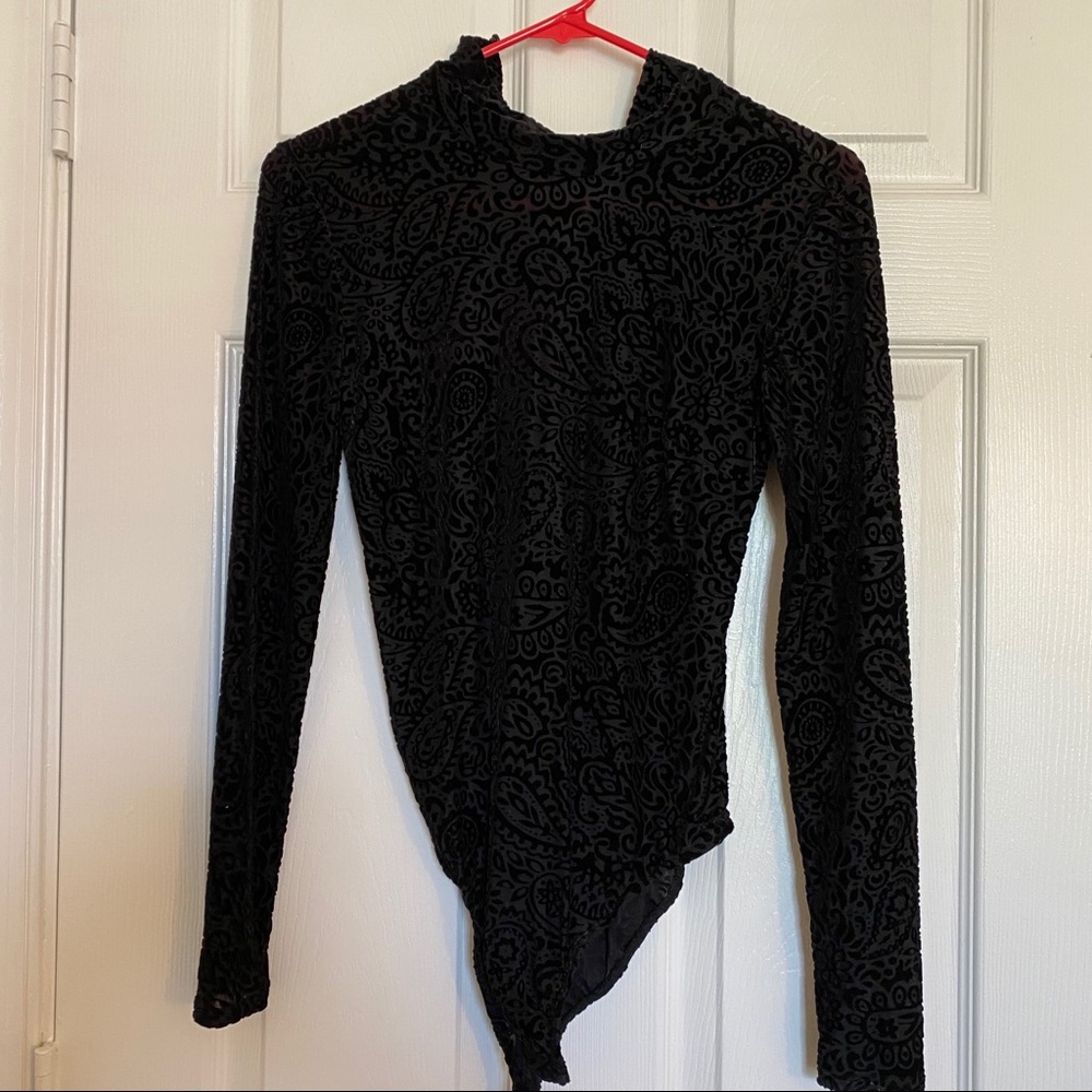 black lace detail body suit